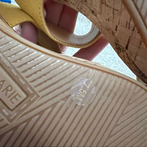 Alex Marie Yellow wedge slip on sandals with cork soles size 7.5M NWOT - Picture 9 of 9
